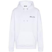 Balmain Broderad Logohoodie i Vit White, Herr