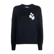 Isabel Marant Étoile Intarsia Logo Tröja Långa ärmar Black, Dam