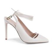 Dee Ocleppo Elegant läder slingback stiletto pumps White, Dam