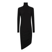 Norma Kamali Turtle Neck Drape Klänning Black, Dam