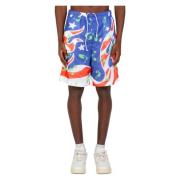 SKY High Farm Flame Flag Mesh Shorts i BLÅ Multicolor, Herr