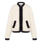 Moschino Våffelstickad Ull Blazer White, Dam