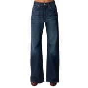 Pinko Wide Leg Dark Wash Jeans Blue, Dam