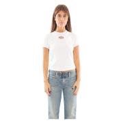 Diesel Oval D Tee Shirt White, Dam