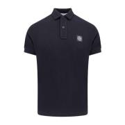 Stone Island Stretch Bomull Polo Shirt med Två Knappar Black, Herr