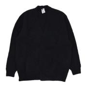 Nike Svart Boucle Oversize Cardigan med Swoosh Black, Dam