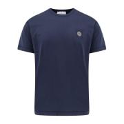 Stone Island Bomull Logo T-shirt Kort Ärm Ficka Blue, Herr