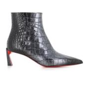 Christian Louboutin Svarta läderankelstövlar Black, Dam