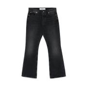 Séfr Svarta Bootcut Jeans med Whiskering Effekt Black, Herr