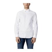 Armani Exchange Bomull Långärmad Skjorta Kollektion White, Herr