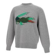 Lacoste Grå Ulltröja med Logobrodyr Gray, Herr