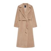 Max Mara Elegant Lång Ull Alpacka Kappa Beige, Dam