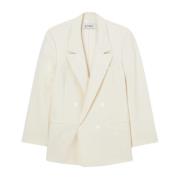 Róhe Off-White Dubbelknäppt Ull Blazer White, Dam