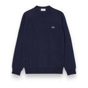 Lacoste Rundhalsad tröja ull polyesterblandning Blue, Herr