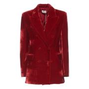 P.a.r.o.s.h. Röd Sammet Blazer Kostym Red, Dam