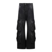 Diesel Cargo Bomullsjeans med Flera Fickor Gray, Dam