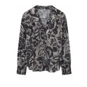 Gustav Elegant Blus med V-ringning och Smock Manschetter Multicolor, D...