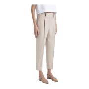 Peserico Loro Piana jaspé komfort ulltygbyxor Beige, Dam