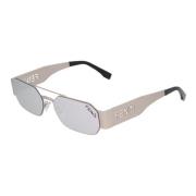 Fendi Stiliga oregelbundna metall solglasögon Gray, Unisex