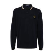 Fred Perry Blå Pikétröja med Broderad Logotyp Blue, Herr