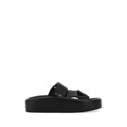 MM6 Maison Margiela Svarta Läderplattformtofflor Black, Dam