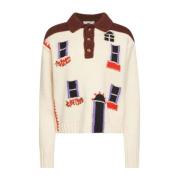 JW Anderson Intarsia Stickad Tröja med Framknappar Multicolor, Dam