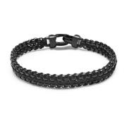 Nialaya Men's Total Black Woven 8mm Box Chain Bracelet Black, Herr