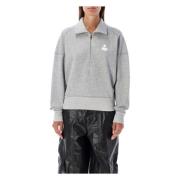 Isabel Marant Étoile Grå Vit Stickat Rozz Half Zip Gray, Dam