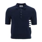 Thom Browne Kontrast 4-Bar Stickad Polotröja Blue, Herr