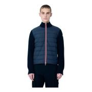 Moncler Vadderad Cardigan med Färgade Ränder Blue, Herr