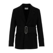 Salvatore Ferragamo Stilig Svart Bomullsblazer Black, Herr