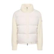 Moncler Quiltad nylonjacka med ullpanel White, Dam