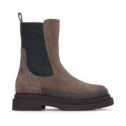 Brunello Cucinelli Elegant Läder Ankel Boot Brown, Dam