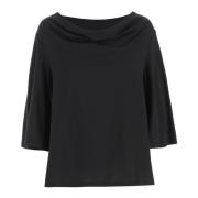 By Malene Birger Bomull Båthals T-shirt Svart Black, Dam