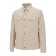 Eleventy Beige Ull Overshirt Jacka Beige, Herr