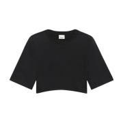 Isabel Marant Svart Bomull T-shirt med Vadderade Axlar Black, Herr