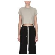 Rick Owens T-Shirt Cropped Small Level T Pearl Gray, Dam