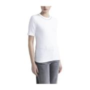 Peserico Jersey T-shirt med Punto Luce kant White, Dam