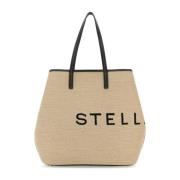 Stella McCartney Raffia Logo Shoppingväska Beige, Dam