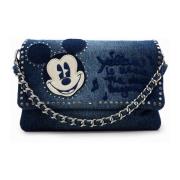 Desigual Blå Denim Axelväska med Mickey Mouse Patch Blue, Dam