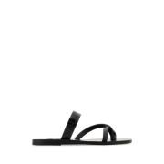 Ancient Greek Sandals Svarta läder tåsandaler Black, Dam