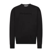 JW Anderson Svart Broderad Crew Neck Sweatshirt Black, Herr