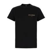 Balmain Avslappnad Bomull T-shirt för Män Black, Herr