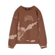 Barrow Bomull Crewneck Sweatshirt med Paint Effect Brown, Herr