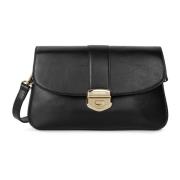 Lancaster Dubbel Flap Clutch Väska med Lås Black, Dam