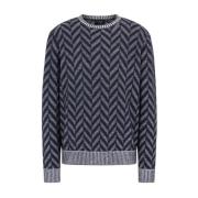 Emporio Armani Chevron Stickad Tröja Fw24 Kollektion Blue, Herr