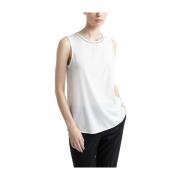 Peserico Stretch silke crepe de chine topp White, Dam