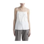 Peserico Stretch silke crepe de chine topp White, Dam