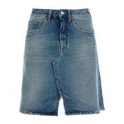 MM6 Maison Margiela Denim Minikjol med Dubbel Slits Blue, Dam