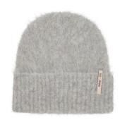 RUE de Femme Stickad Beanie i Ljusgrå Alpacka Blandning Gray, Dam